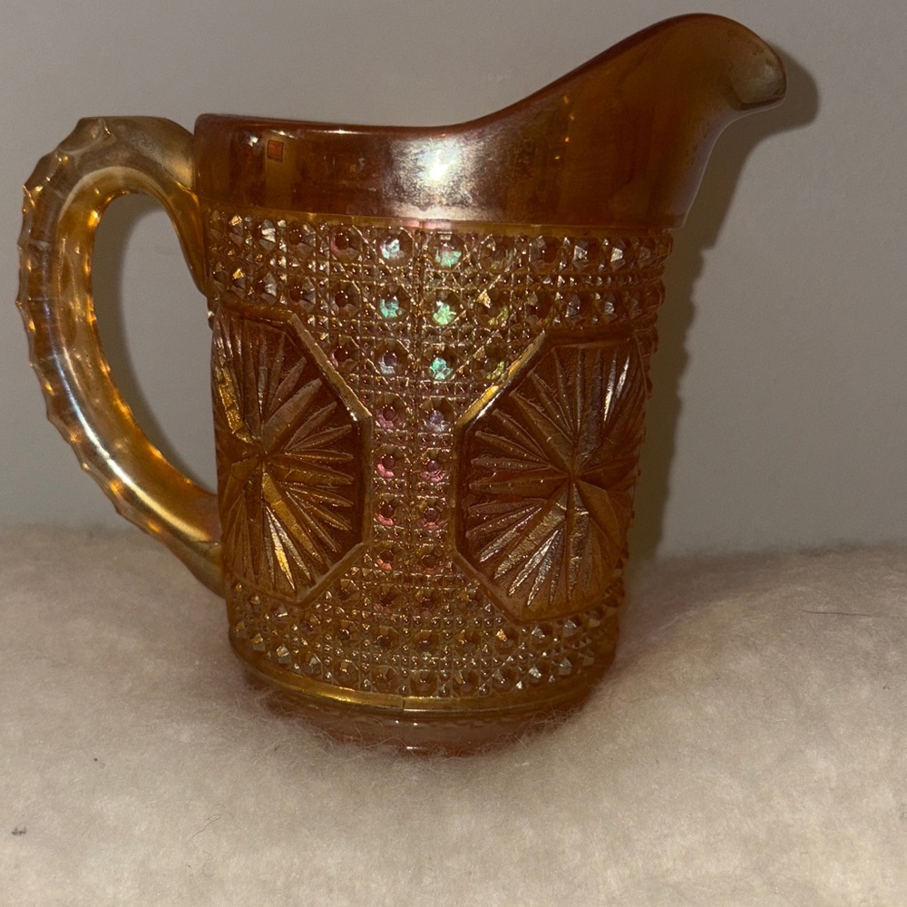 Vintage Imperial Glass Star Marigold Carnival Glass Pitcher